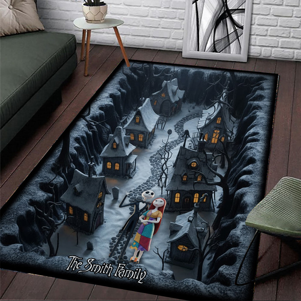 Personalized Nightmare Before Christmas Rug Custom Family Name Gift Rug GradoCreations
