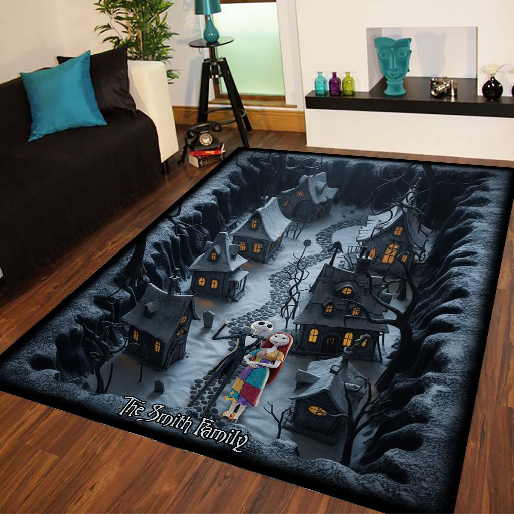 Personalized Nightmare Before Christmas Rug Custom Family Name Gift Rug GradoCreations