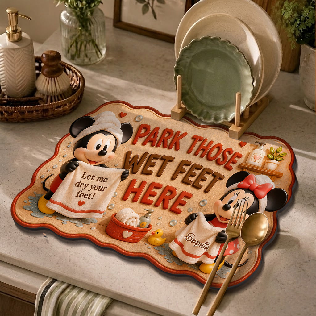 Personalized Mouse Drying Mat - Custom Name Gift for Kids Drying Mat GradoCreations