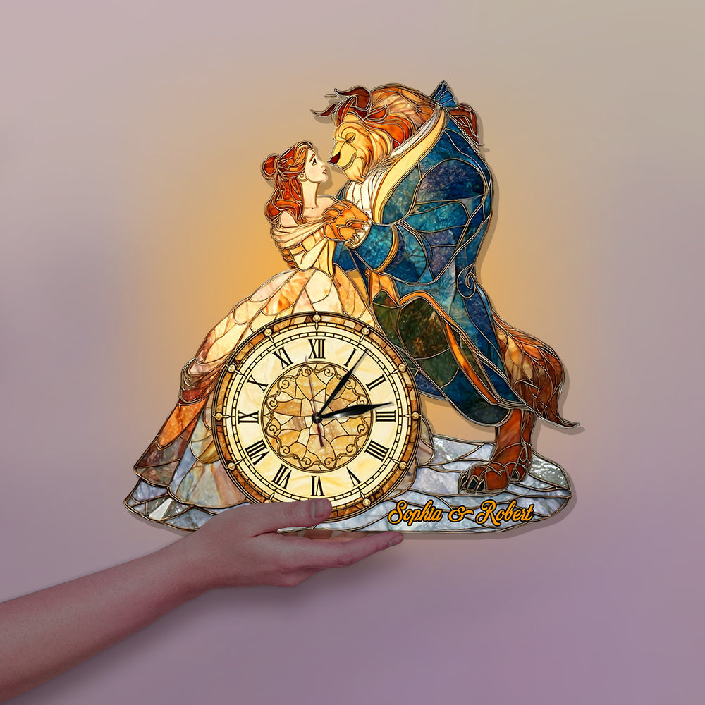 Personalized LED Light Wall Clock Custom Couple Gift Home Décor LED Light Wall Clock GradoCreations