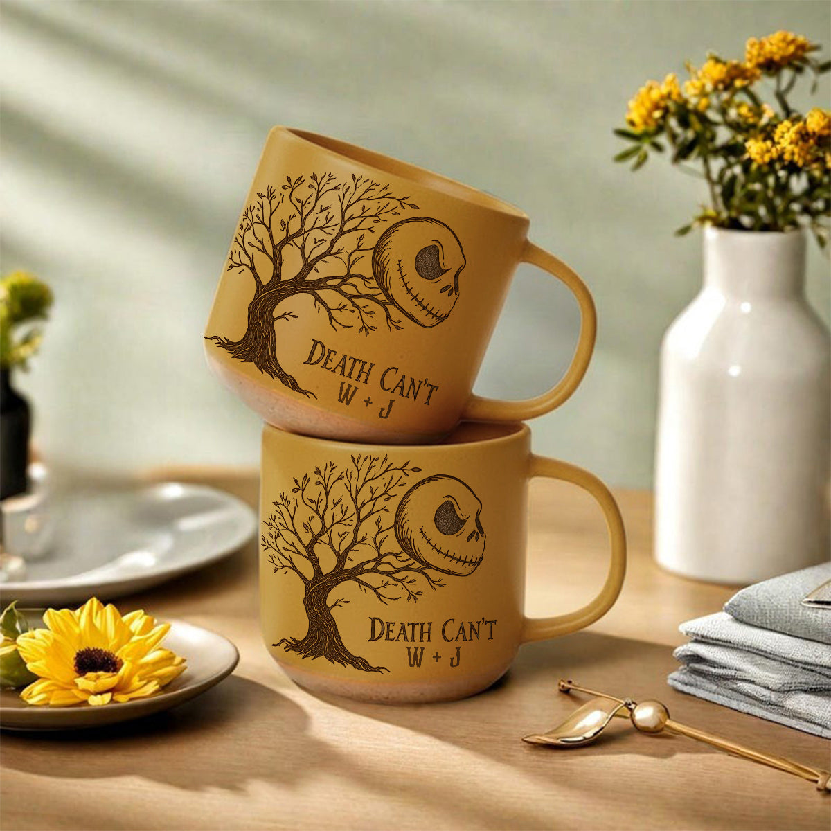 Personalized Nightmare Printed Pottery Mug Unique Couple Gift Printed Pottery Mug GradoCreations