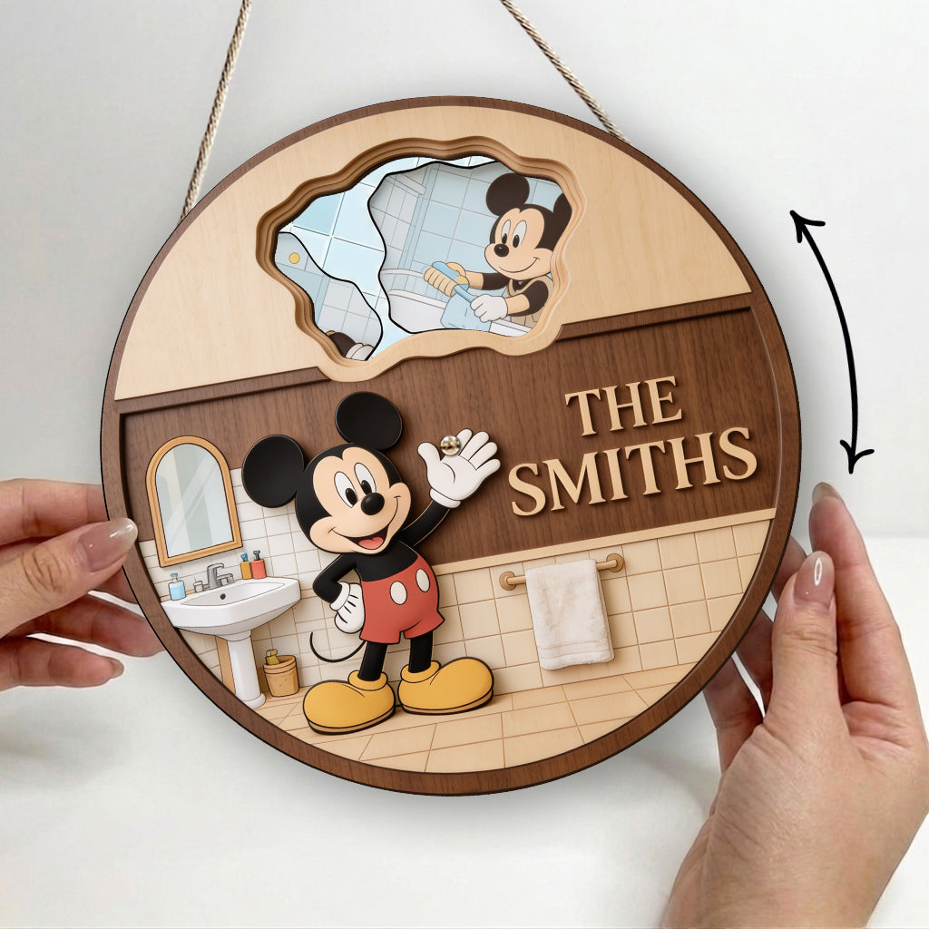 Personalized Mickey Mouse Spinner Sign Custom Bathroom Decor Spinner Sign Custom Shape GradoCreations