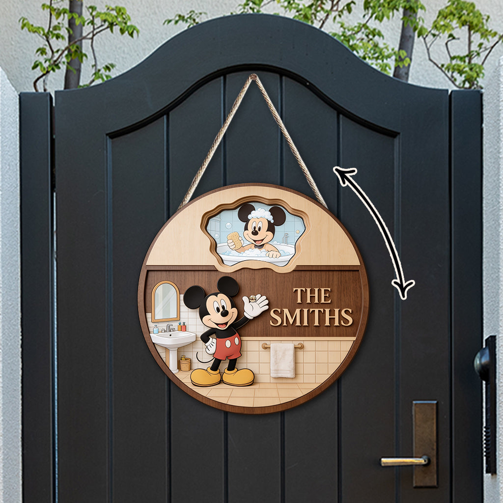Personalized Mickey Mouse Spinner Sign Custom Bathroom Decor Spinner Sign Custom Shape GradoCreations