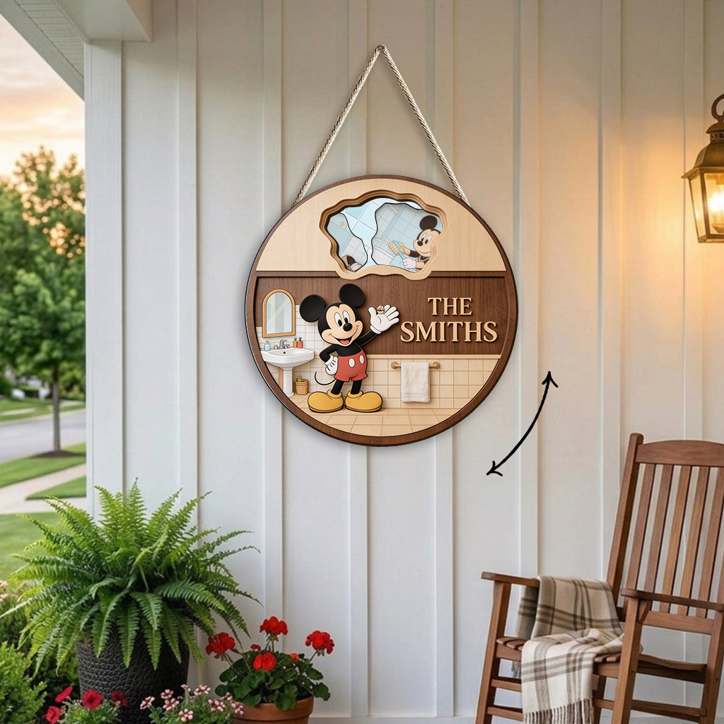 Personalized Mickey Mouse Spinner Sign Custom Bathroom Decor Spinner Sign Custom Shape GradoCreations