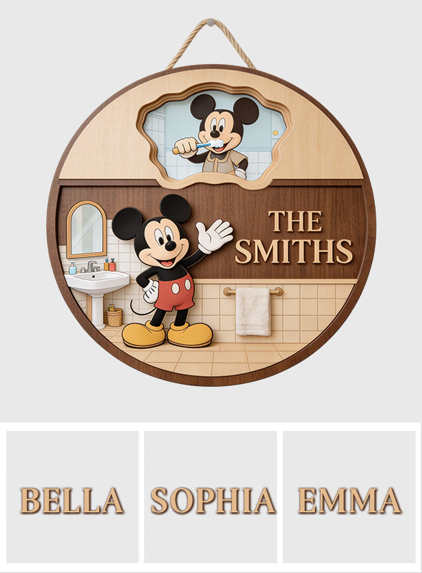 Personalized Mickey Mouse Spinner Sign Custom Bathroom Decor Spinner Sign Custom Shape GradoCreations