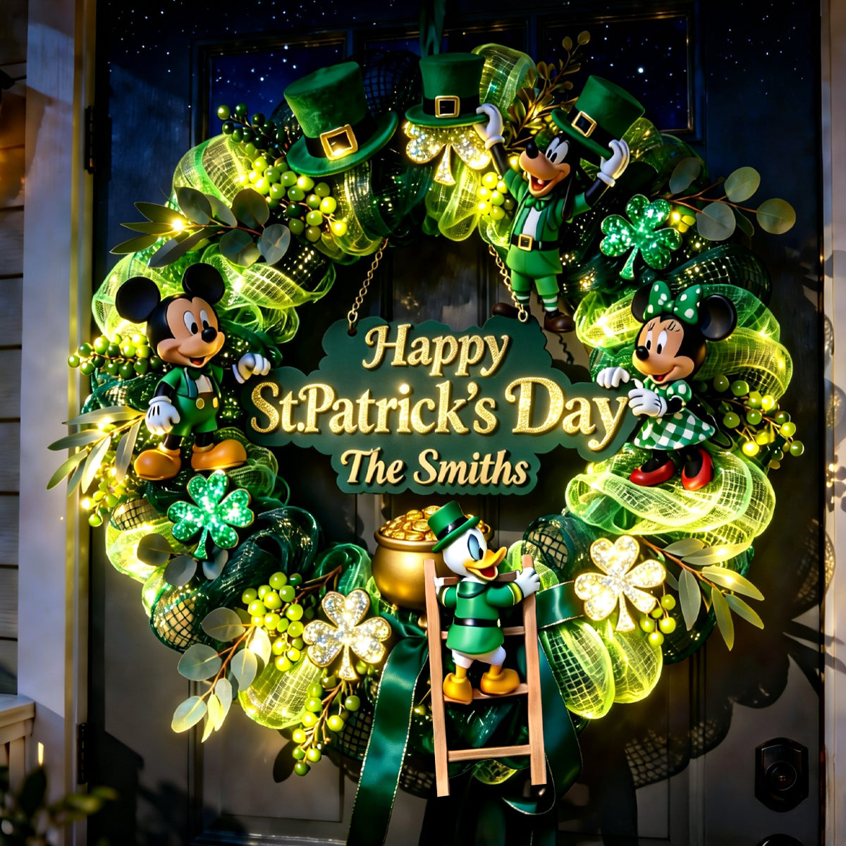 Personalized Cartoon Shamrock LED Acrylic Sign for St. Patrick's Day LED Light Acrylic Sign GradoCreations