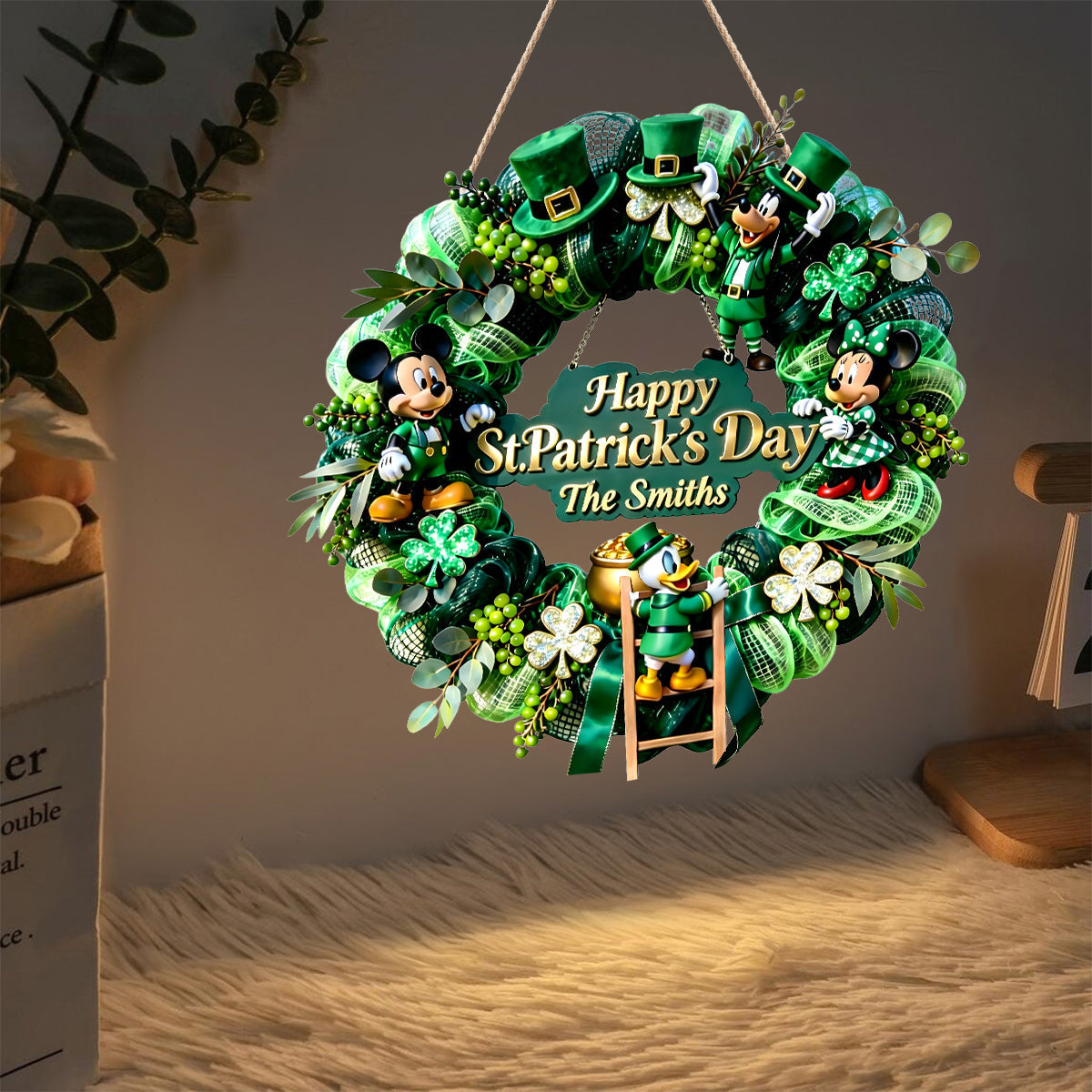 Personalized Cartoon Shamrock LED Acrylic Sign for St. Patrick's Day LED Light Acrylic Sign GradoCreations