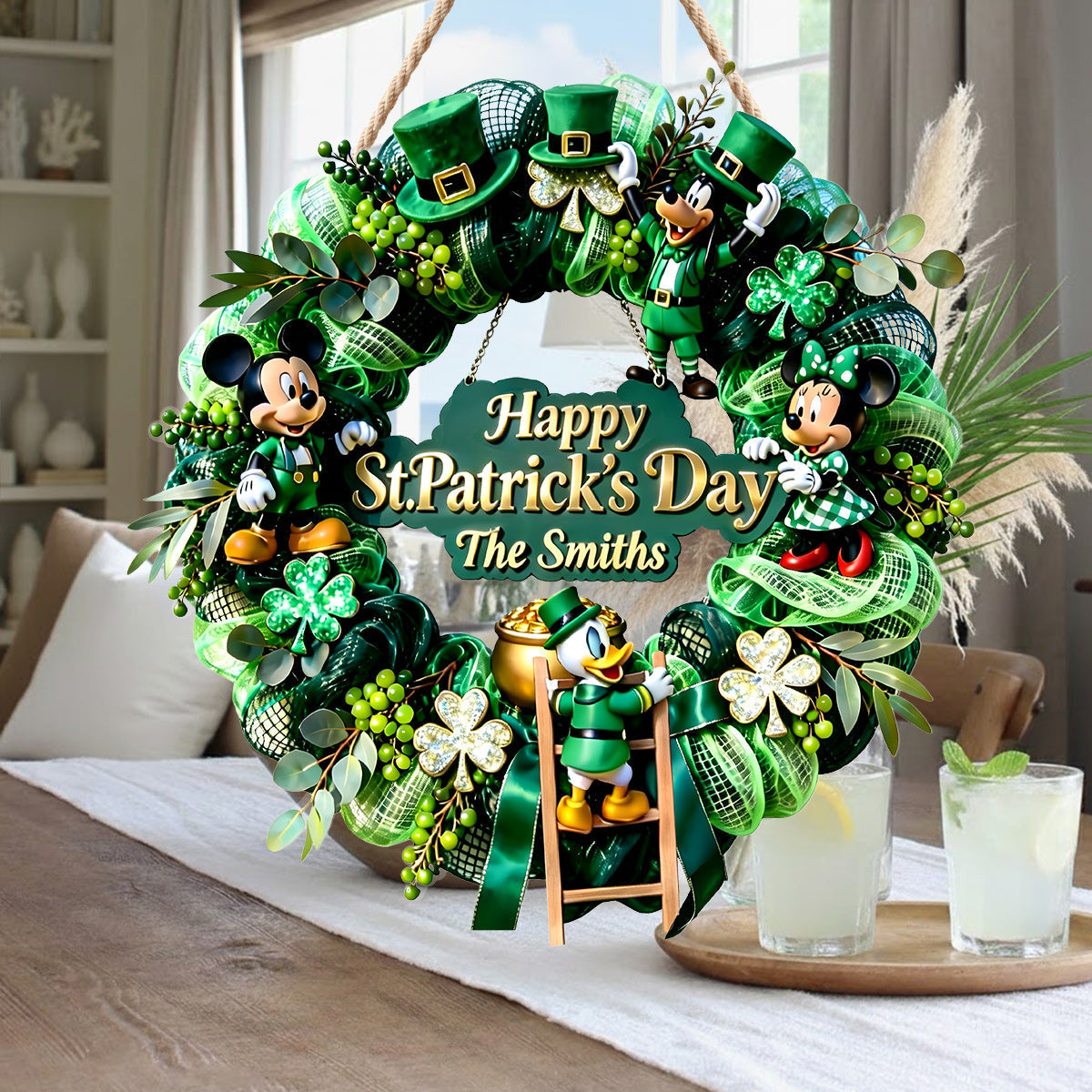 Personalized Cartoon Shamrock LED Acrylic Sign for St. Patrick's Day LED Light Acrylic Sign GradoCreations