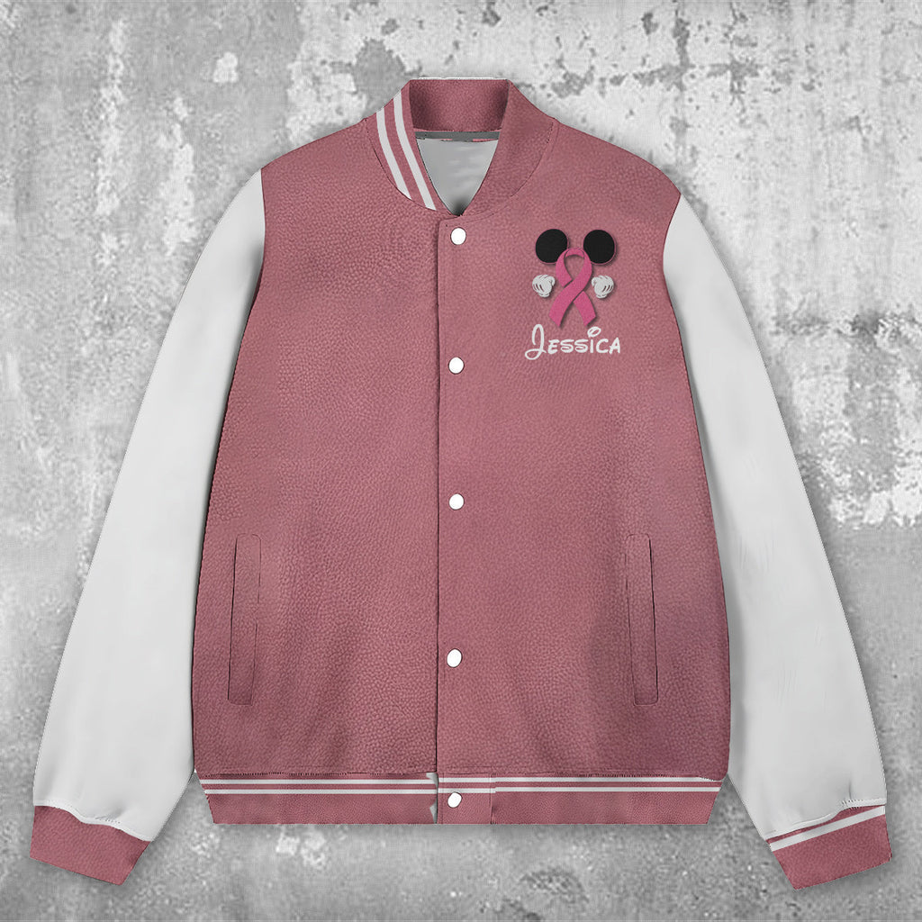 Personalized Breast Cancer Awareness Varsity Jacket with Pink Ribbon for Her Varsity Jacket GradoCreations