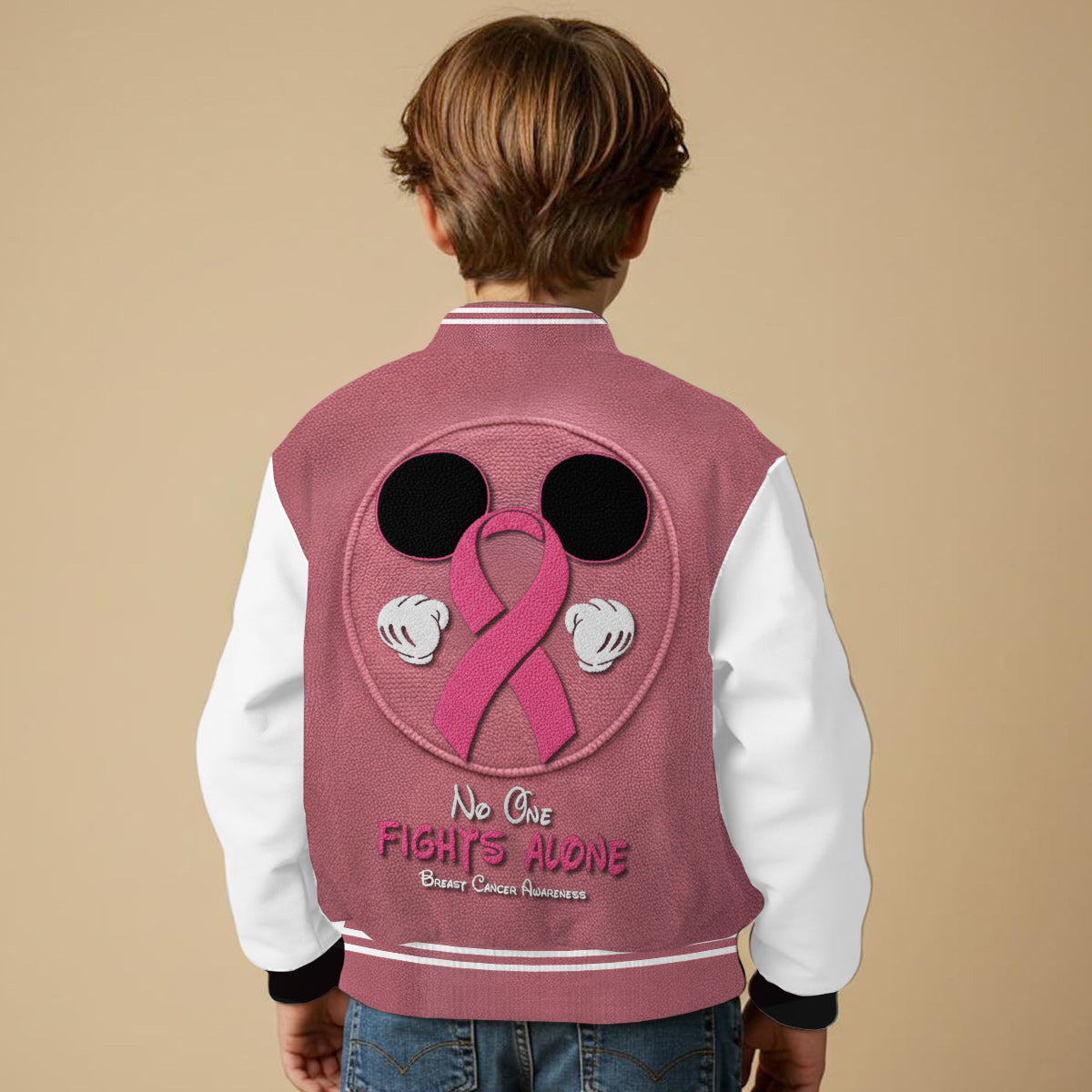 Personalized Breast Cancer Awareness Varsity Jacket with Pink Ribbon for Her Varsity Jacket GradoCreations