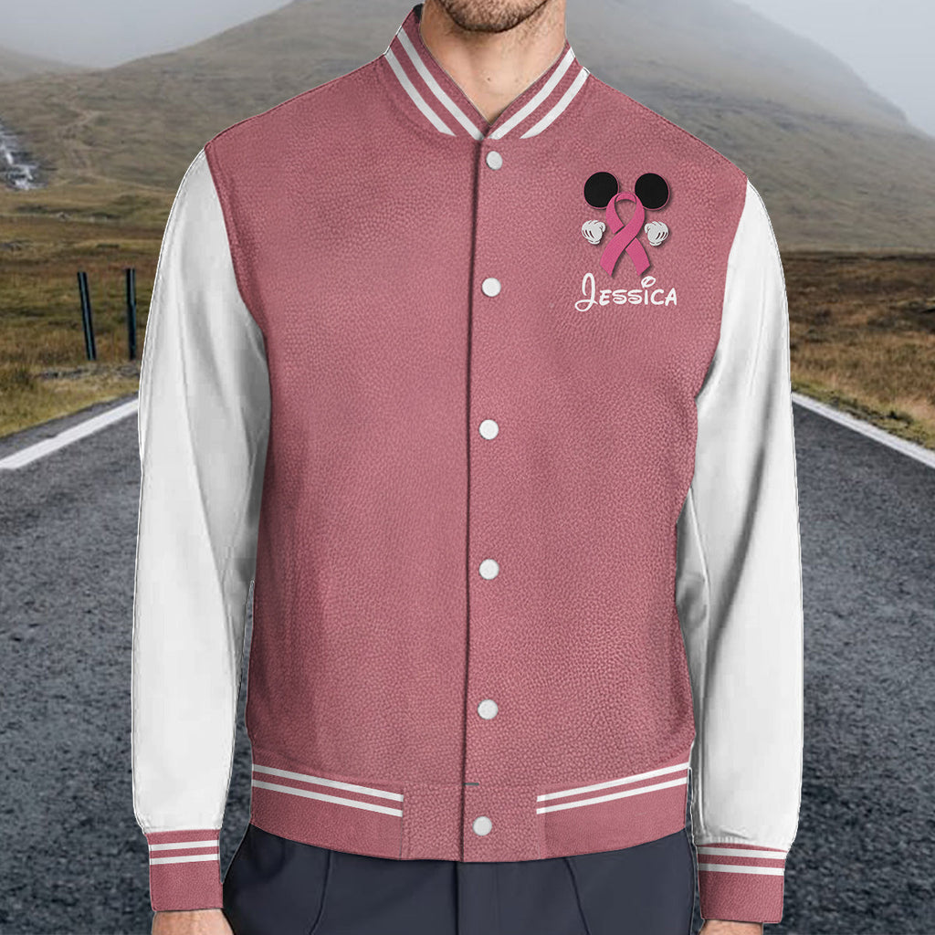Personalized Breast Cancer Awareness Varsity Jacket with Pink Ribbon for Her Varsity Jacket GradoCreations