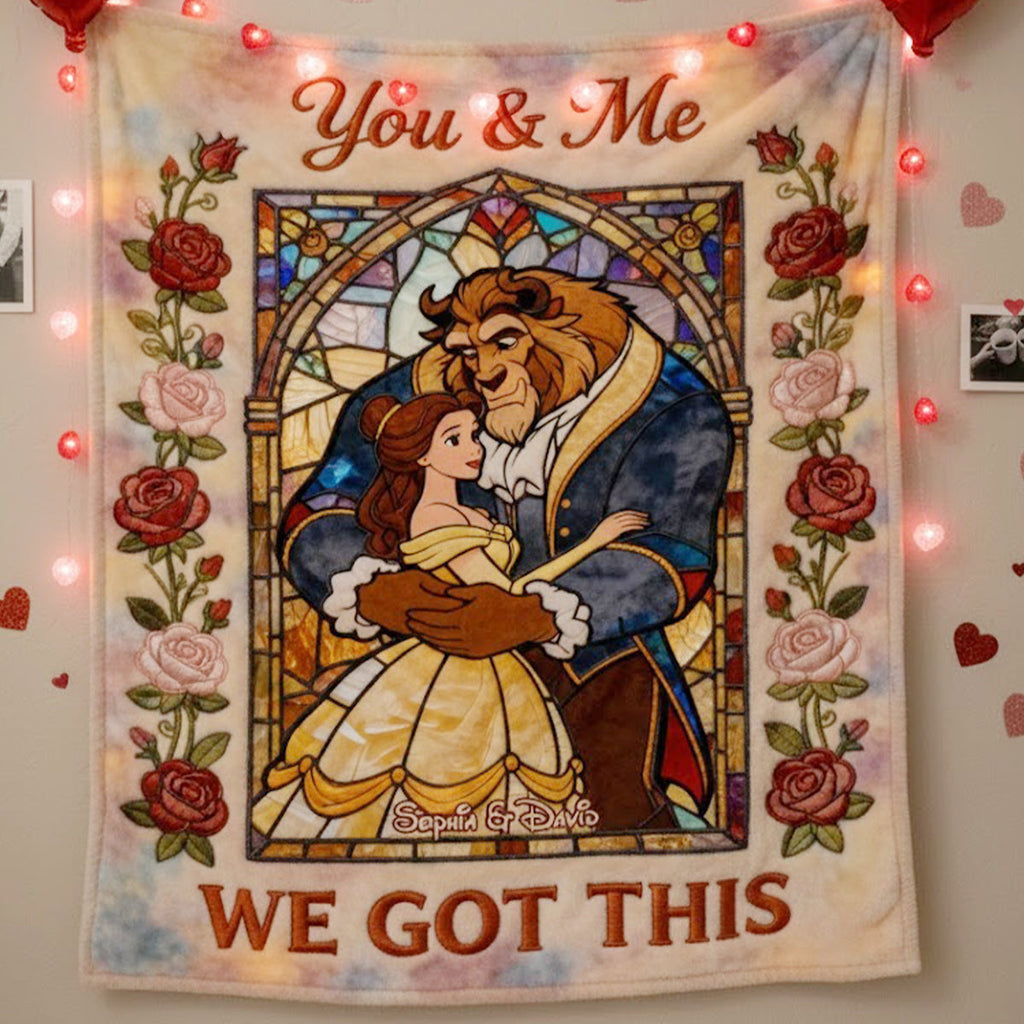 Personalized Beauty and the Beast Blanket with Custom Names for Couples Blanket GradoCreations