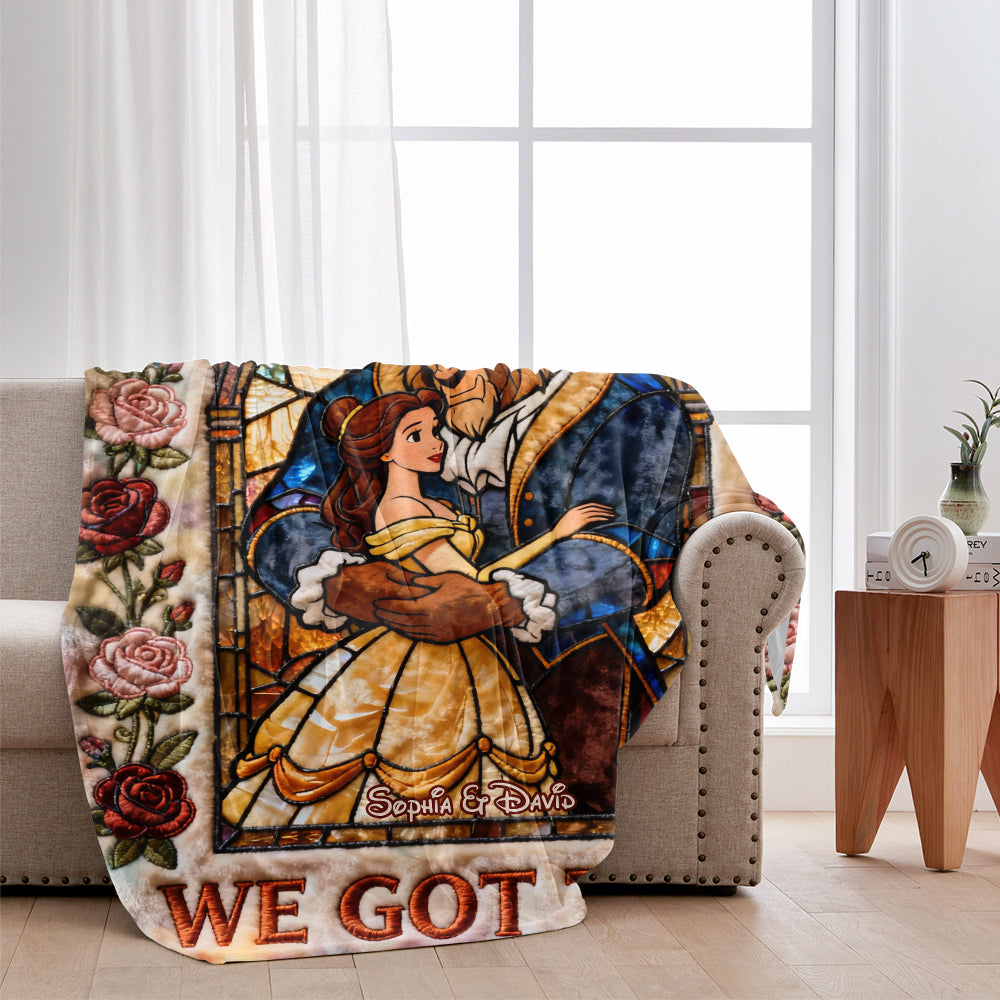 Personalized Beauty and the Beast Blanket with Custom Names for Couples Blanket GradoCreations