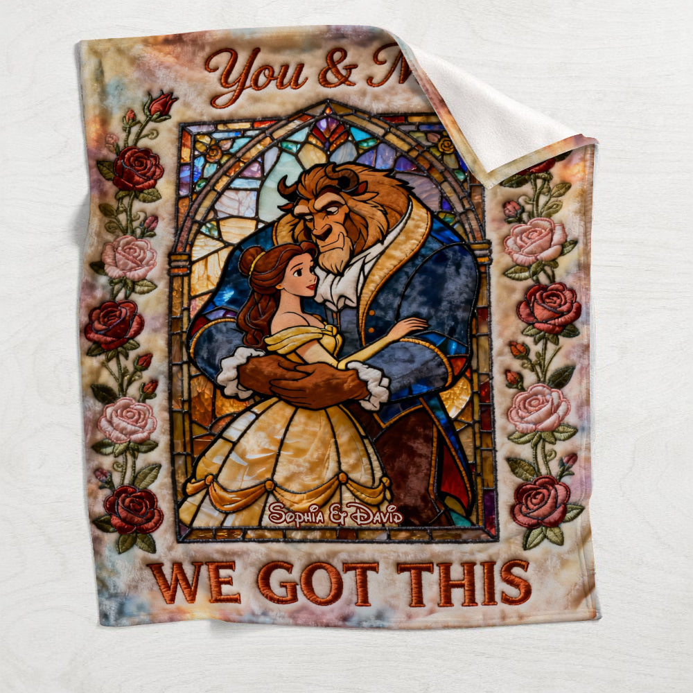Personalized Beauty and the Beast Blanket with Custom Names for Couples Blanket GradoCreations