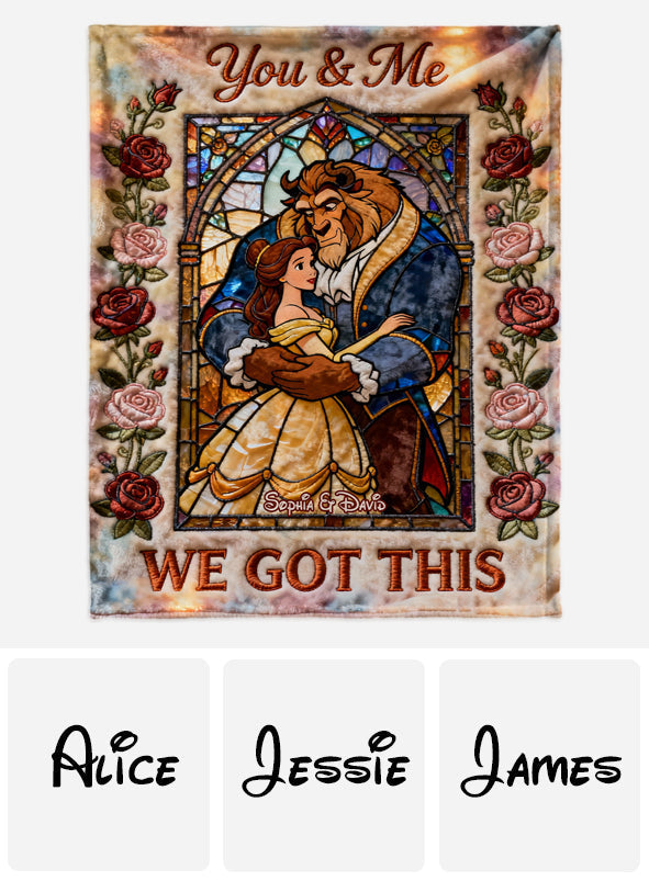 Personalized Beauty and the Beast Blanket with Custom Names for Couples Blanket GradoCreations