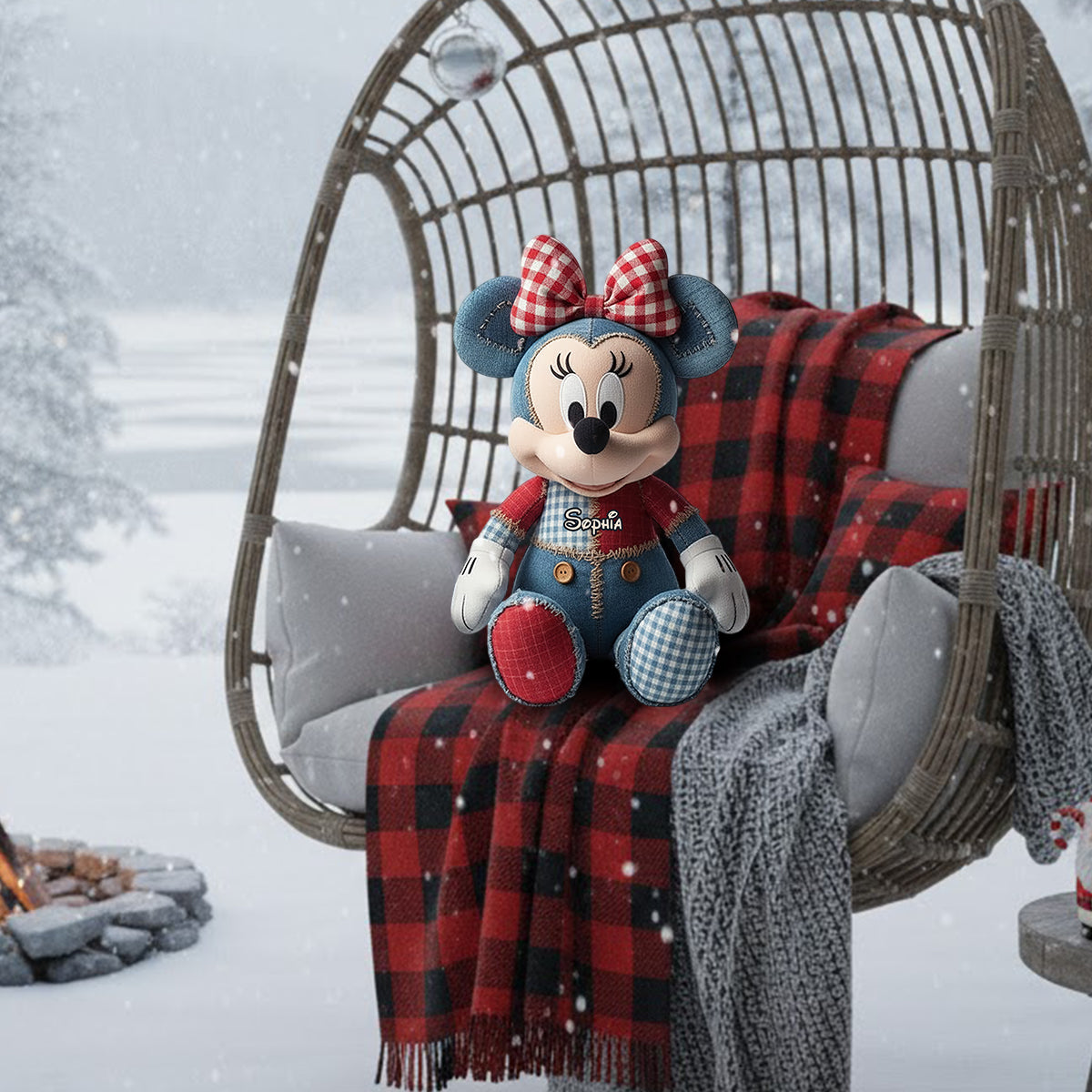 Personalized Cartoon Mouse Faux Fur Pillow Custom Gift Faux Fur Shaped Pillow GradoCreations