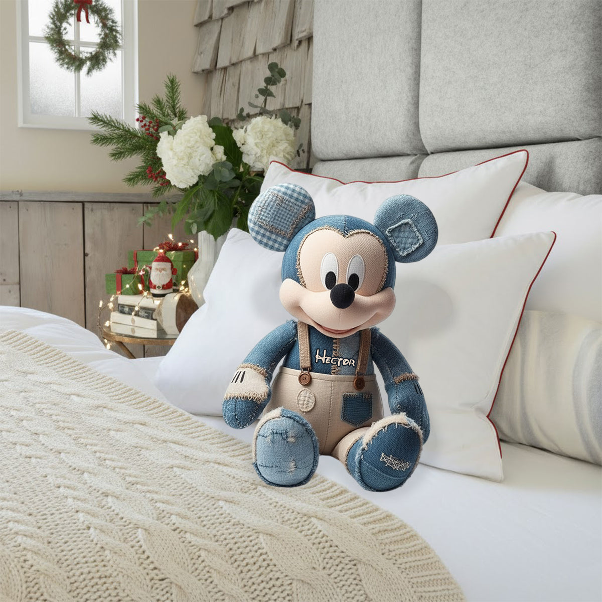 Personalized Cartoon Mouse Faux Fur Pillow Custom Gift Faux Fur Shaped Pillow GradoCreations