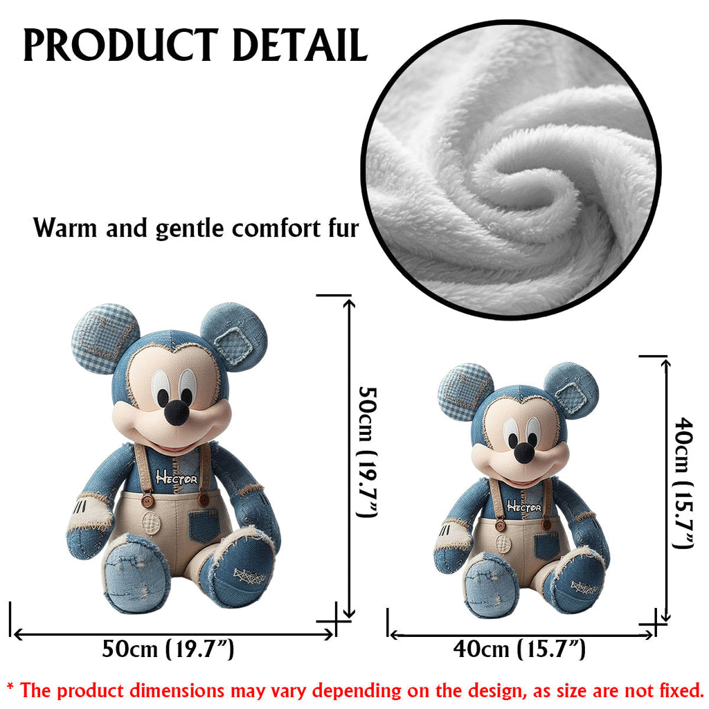 Personalized Cartoon Mouse Faux Fur Pillow Custom Gift Faux Fur Shaped Pillow GradoCreations