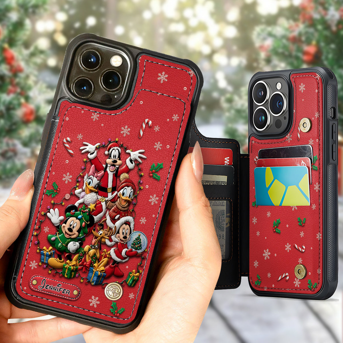 Personalized 3D Mouse Wallet Phone Case Christmas Gift Fully Printed Wallet Phone Case GradoCreations