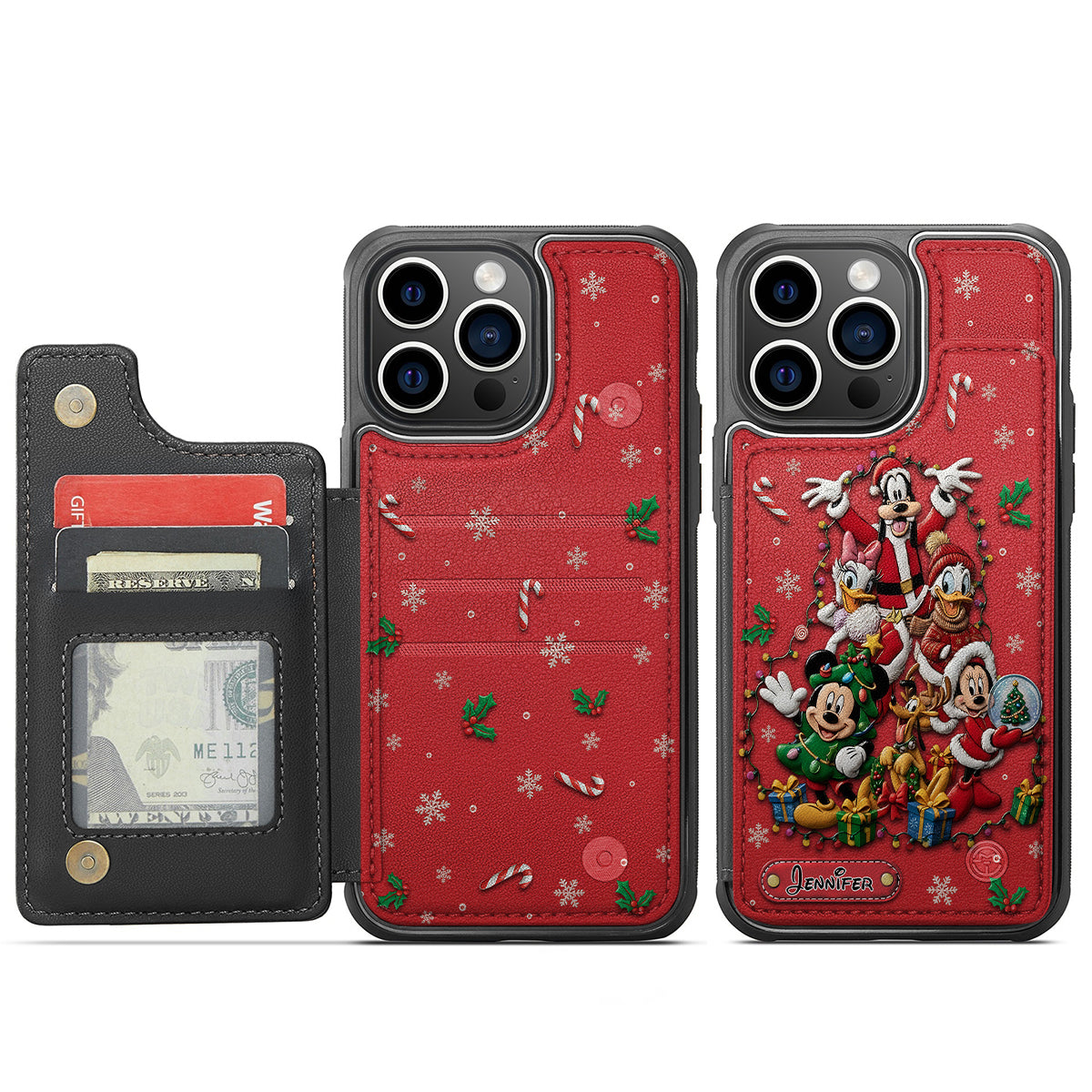 Personalized 3D Mouse Wallet Phone Case Christmas Gift Fully Printed Wallet Phone Case GradoCreations