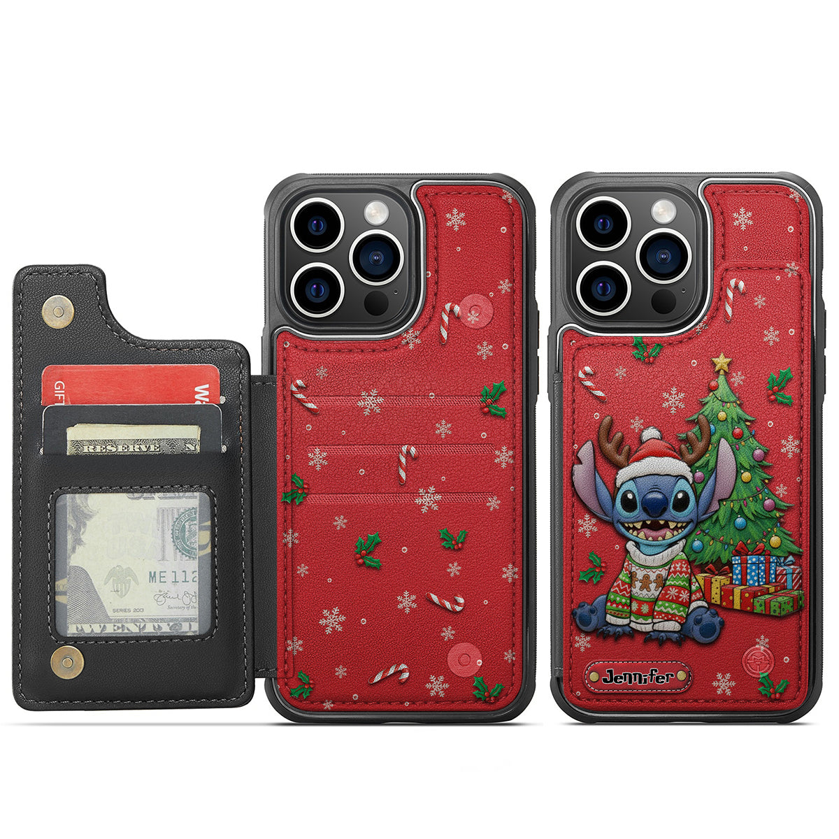 Personalized Red Ohana Wallet Phone Case Custom Name Gift Fully Printed Wallet Phone Case GradoCreations