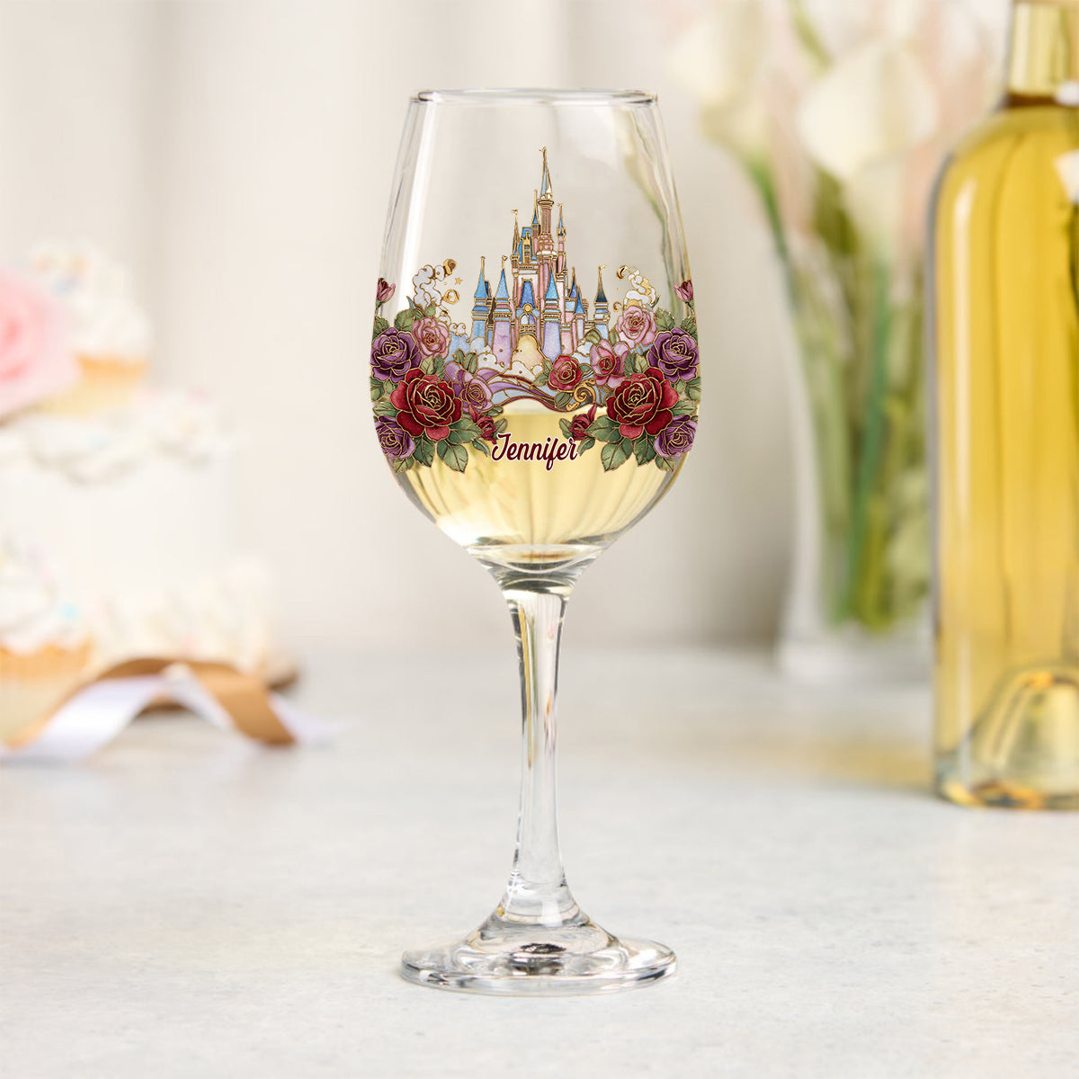 Personalized Wine Glass with Long Stem Custom Name Gift for Mom Wine Glass With Long Stem GradoCreations