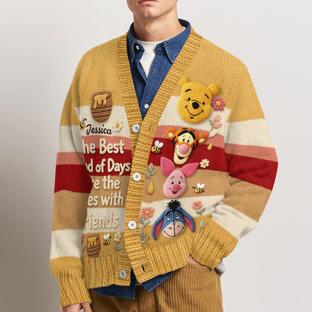 Personalized 3D Friends Bear Cardigan Sweater Gift for Her Cardigan Sweater GradoCreations