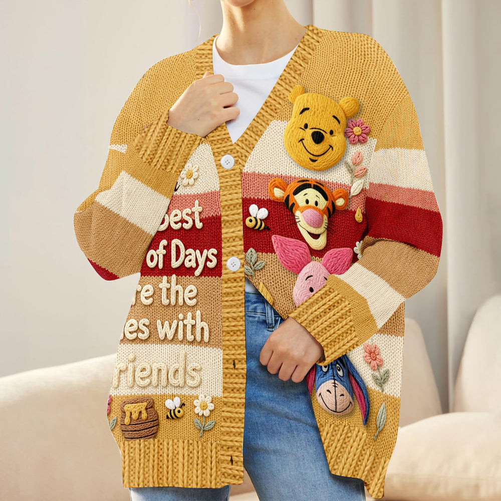 Personalized 3D Friends Bear Cardigan Sweater Gift for Her Cardigan Sweater GradoCreations