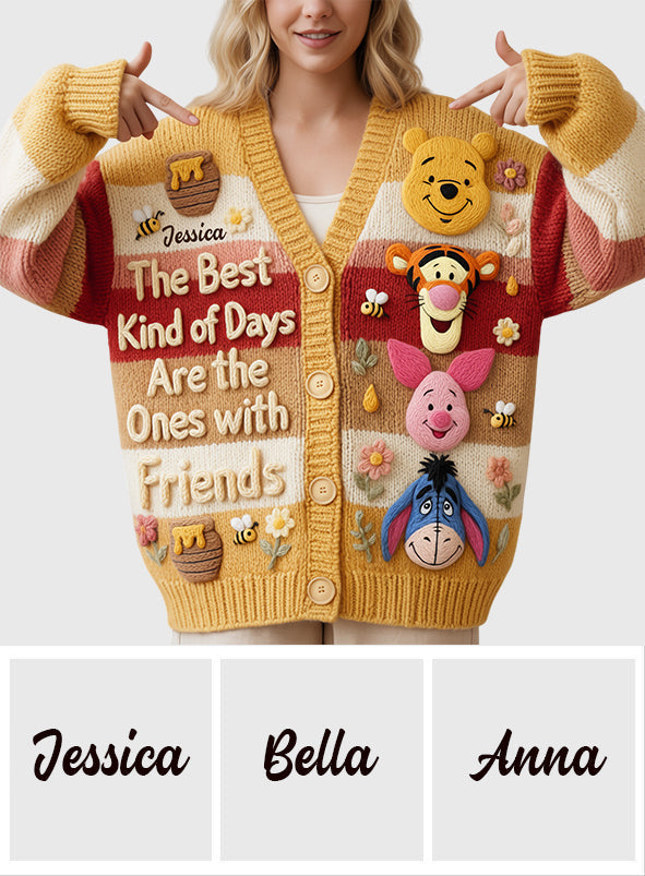 Personalized 3D Friends Bear Cardigan Sweater Gift for Her Cardigan Sweater GradoCreations