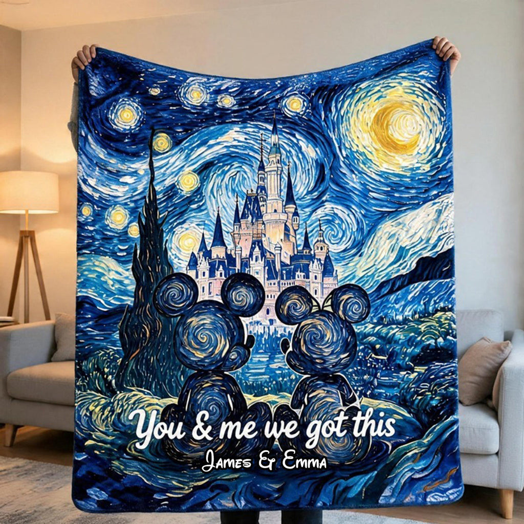 Personalized Starry Night Mouse Blanket Custom Name Gift Blanket GradoCreations