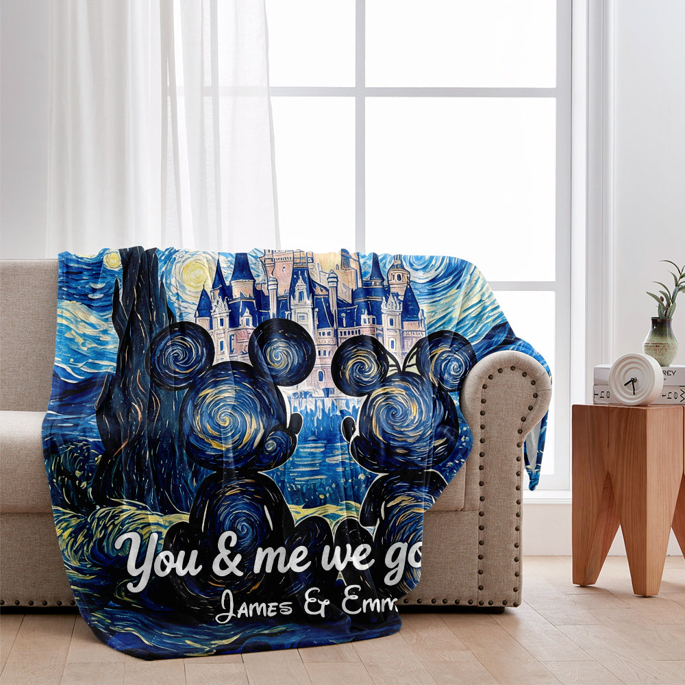 Personalized Starry Night Mouse Blanket Custom Name Gift Blanket GradoCreations