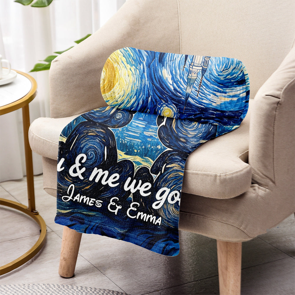 Personalized Starry Night Mouse Blanket Custom Name Gift Blanket GradoCreations