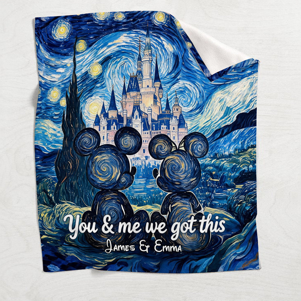 Personalized Starry Night Mouse Blanket Custom Name Gift Blanket GradoCreations