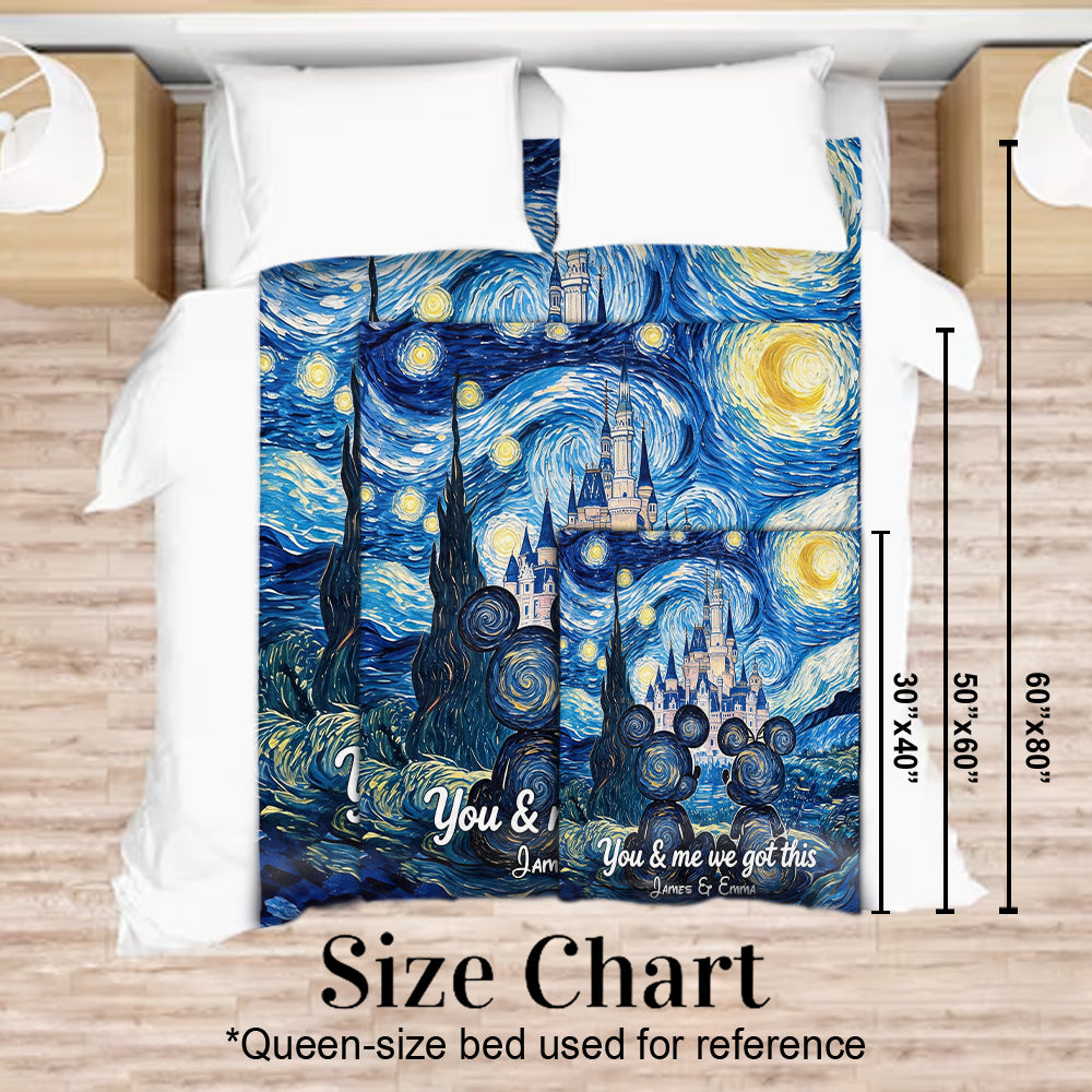 Personalized Starry Night Mouse Blanket Custom Name Gift Blanket GradoCreations