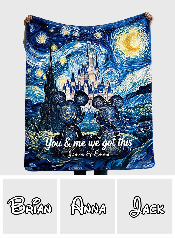 Personalized Starry Night Mouse Blanket Custom Name Gift Blanket GradoCreations