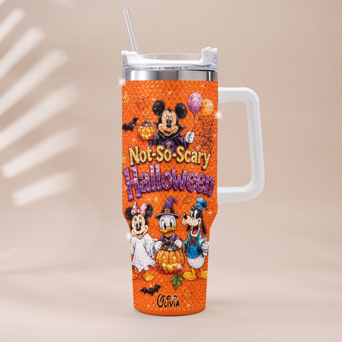 Personalized Not So Scary Halloween Tumbler with Handle - Custom Name Gift Tumbler GradoCreations