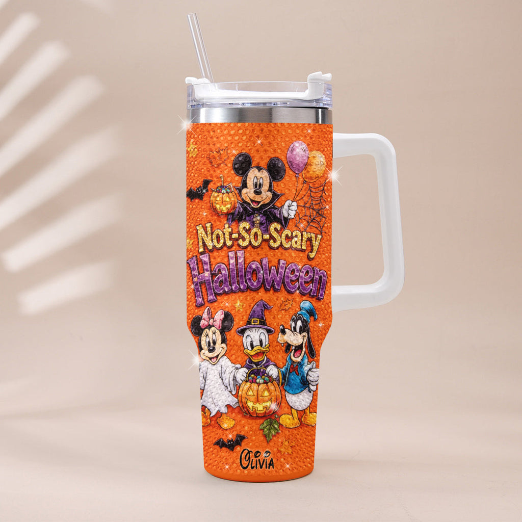 Personalized Rhinestone Tumbler with Handle for Halloween - Mickey & Friends Design Rhinestone Tumbler With Handle GradoCreations