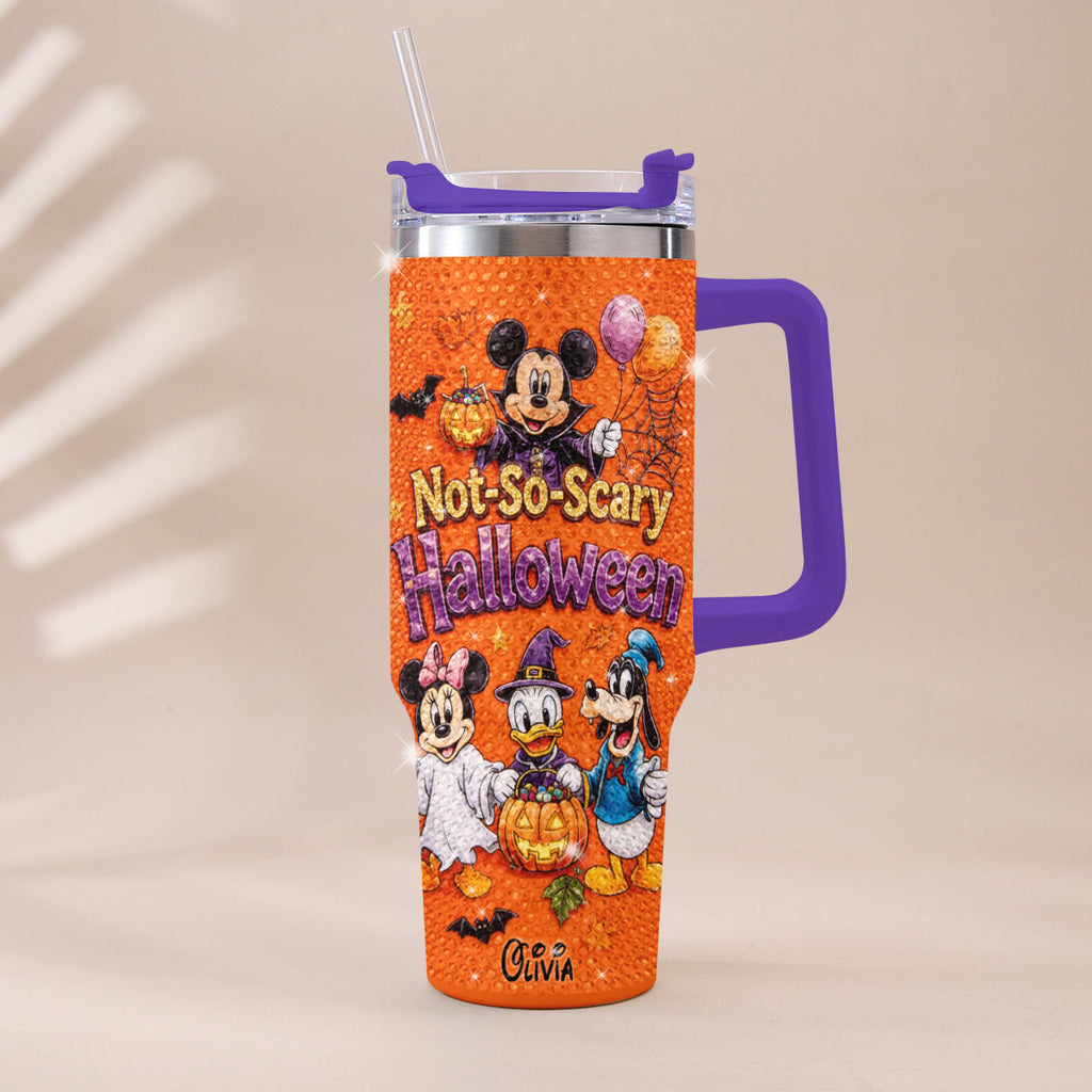 Personalized Rhinestone Tumbler with Handle for Halloween - Mickey & Friends Design Rhinestone Tumbler With Handle GradoCreations