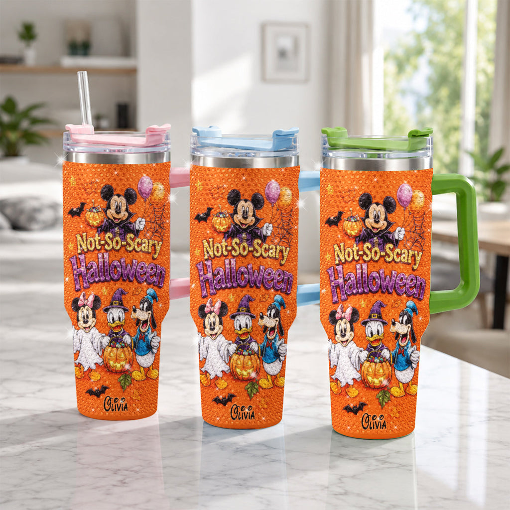 Personalized Not So Scary Halloween Tumbler with Handle - Custom Name Gift Tumbler GradoCreations