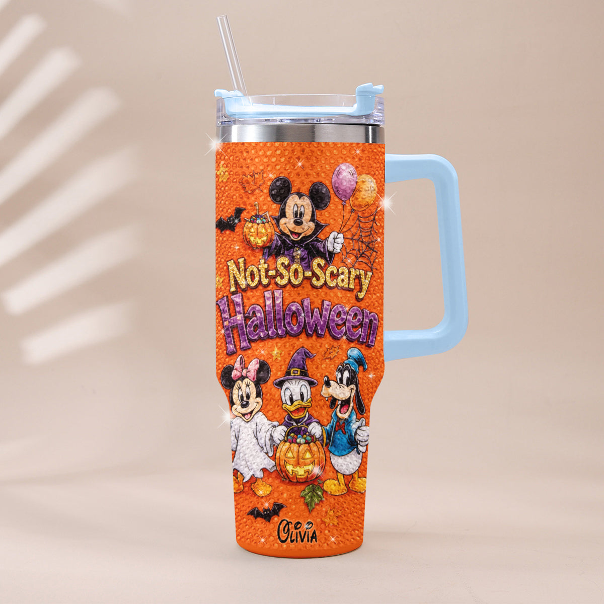 Personalized Not So Scary Halloween Tumbler with Handle - Custom Name Gift Tumbler GradoCreations