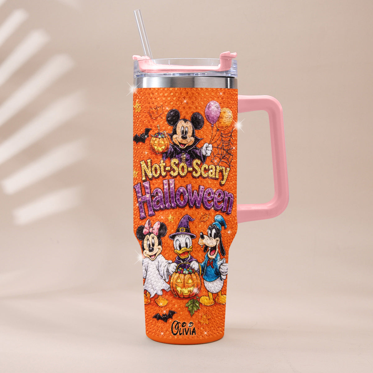 Personalized Not So Scary Halloween Tumbler with Handle - Custom Name Gift Tumbler GradoCreations