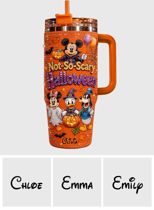Personalized Rhinestone Tumbler with Handle for Halloween - Mickey & Friends Design Rhinestone Tumbler With Handle GradoCreations
