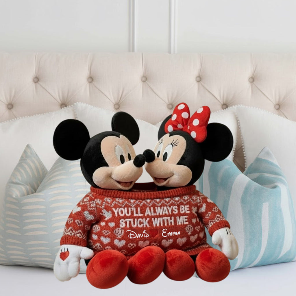 Personalized Faux Fur Mouse Pillow Custom Names Gift for Couples Faux Fur Shaped Pillow GradoCreations