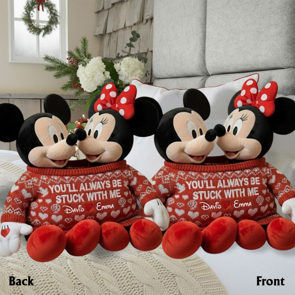 Personalized Faux Fur Mouse Pillow Custom Names Gift for Couples Faux Fur Shaped Pillow GradoCreations