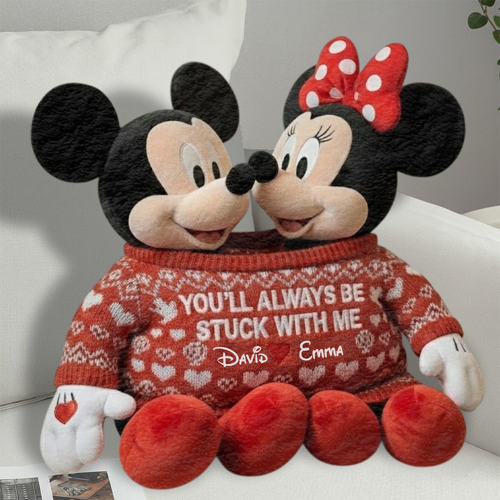 Personalized Faux Fur Mouse Pillow Custom Names Gift for Couples Faux Fur Shaped Pillow GradoCreations