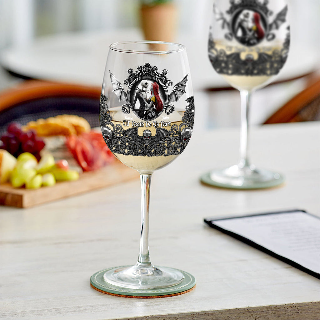 Personalized Nightmare Wine Glass Set Custom Names Gift for Couple Wine Glass With Long Stem GradoCreations