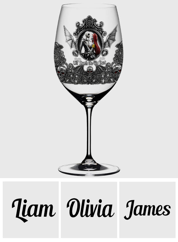 Personalized Nightmare Wine Glass Set Custom Names Gift for Couple Wine Glass With Long Stem GradoCreations