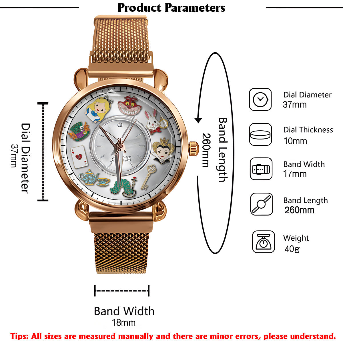 Personalized Disney Wonderland Women's Hand Watch Gift Women Hand Watch GradoCreations