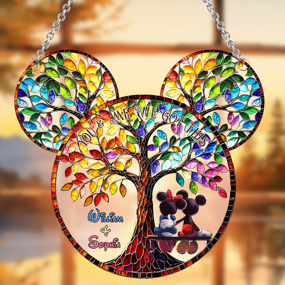 Personalized Window Hanging Suncatcher Ornament Gift for Couples | Custom Name Decor Window Hanging Suncatcher Ornament GradoCreations