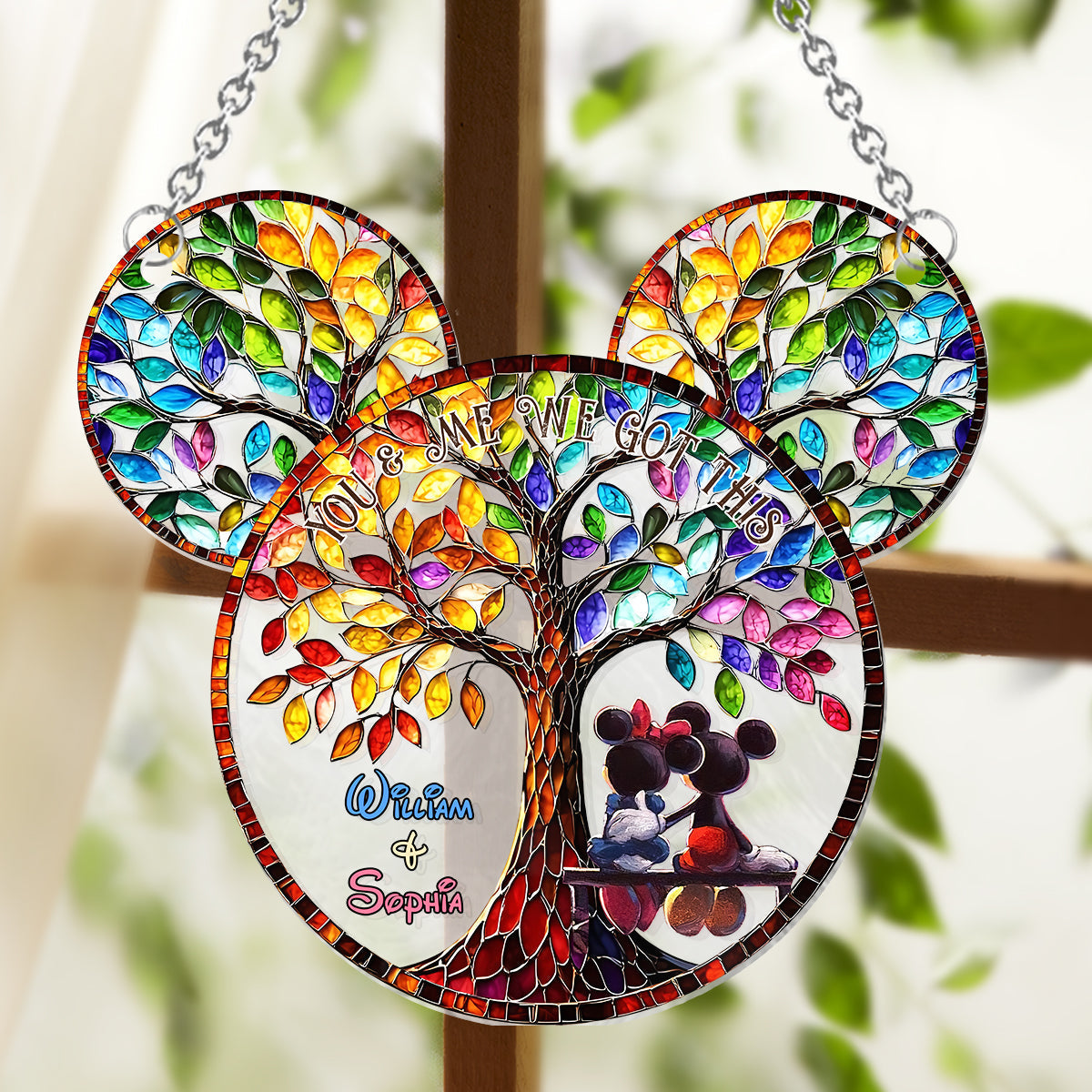 Personalized Window Hanging Suncatcher Ornament Gift for Couples | Custom Name Decor Window Hanging Suncatcher Ornament GradoCreations